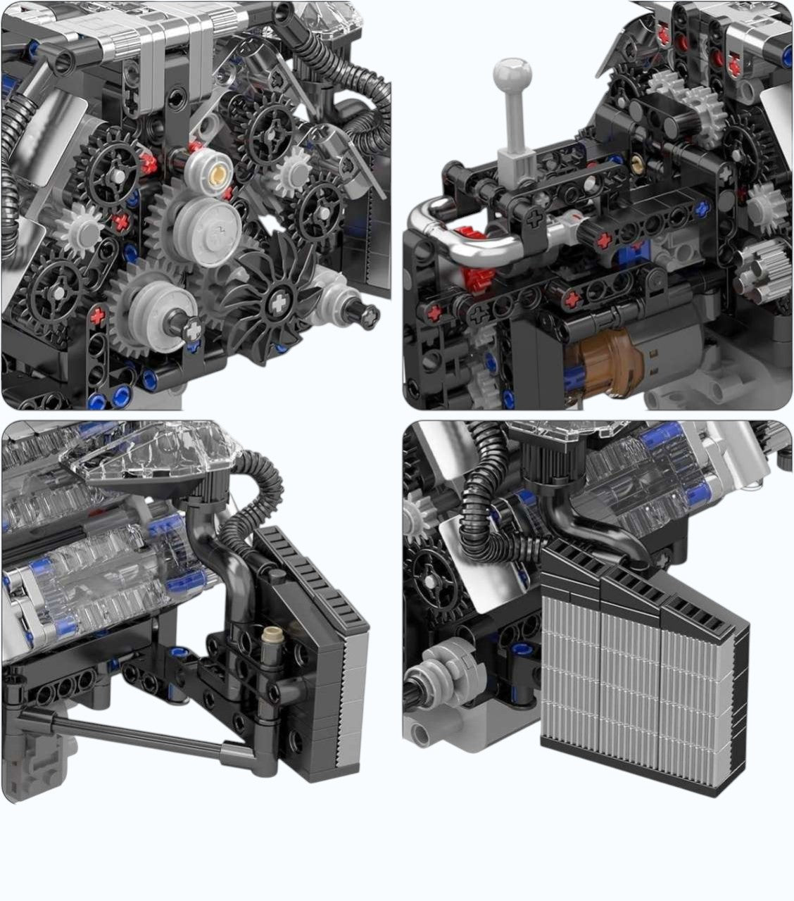 W12 Twin Turbo Motor Elektrische Bouwset met Bewegende Onderdelen