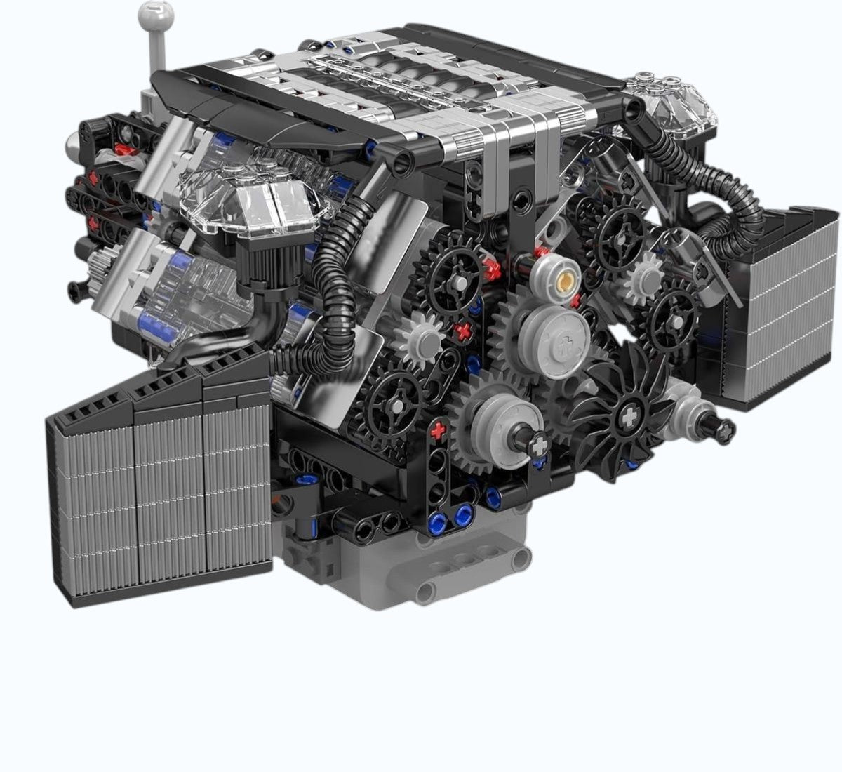 W12 Twin Turbo Motor Elektrische Bouwset met Bewegende Onderdelen